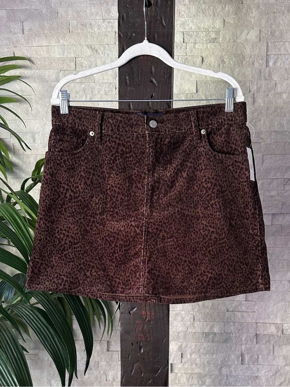 GAP Brown and Black Animal Leopard print Corduroy Mini Skirt Size 10 New Tags